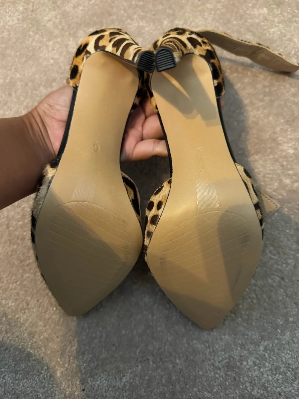 Michael Shannon Leopard Print Pointed-Toe Ankle Strap Pumps